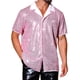 thumbnail image 1 of Camisa de hombre con cuello campana y botones cortos INSPIRE CHIC, con lentejuelas, brillante, color rosa, 1 of 5