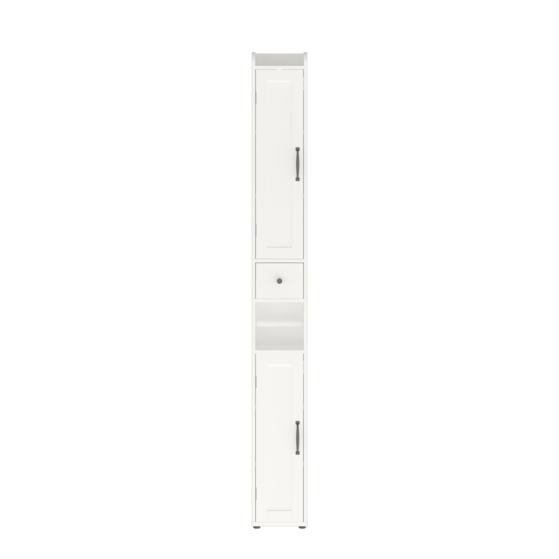 Noble House 67.5" Tall Slim Bathroom Storage Cabinet, 2-Door Freestanding Linen Tower with Adjustable Shelves, White