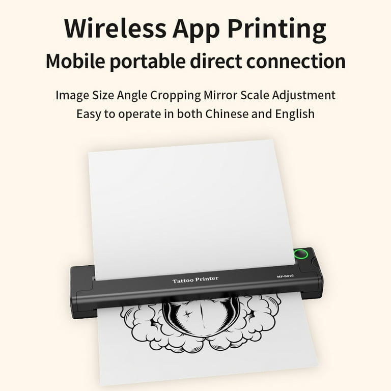 Carevas Cordless Transfer Stencil Printer Portable Rechargeable Printer  Transfer Thermal Copier Machine for Temporary and Permanent Compatible with  Android iOS Phone PC 