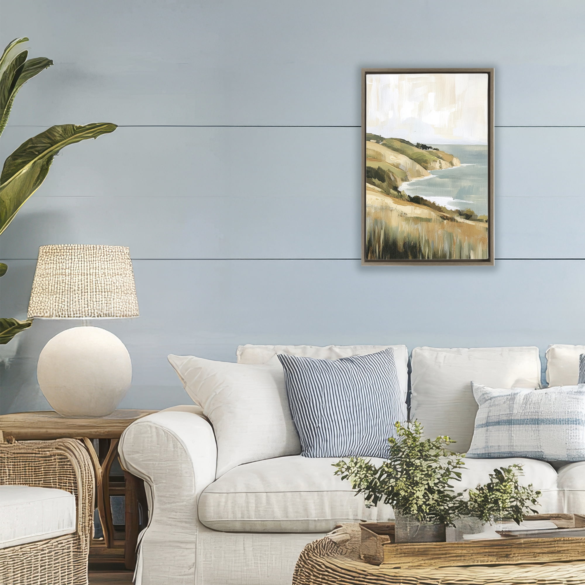 Stupell Industries Serene Cliff in Morning Light Brown Framed Floater Canvas Wall Art, design by Petal Prints Design