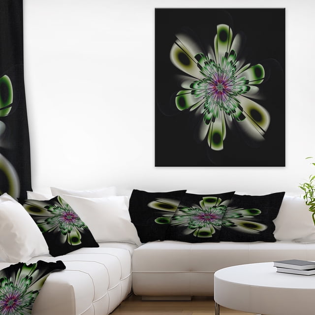 Shiny Crystal Light Green Fractal Flower - Floral Canvas Art Print