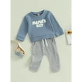 thumbnail image 3 of Bagilaanoe 2PCS Toddler Baby Boy Long Pants Set Letter Embroidery Long Sleeve Sweatshirt Tops + Drawstring Sweatpants 6M 12M 18M 24M 3T Kids Casual Sweatsuits, 3 of 9