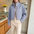 thumbnail image 5 of AnuYalue Women's Cropped Jackets Casual Sun Protection Full Zip Long Sleeve Outwear Fashion Workout Track Jacket with Pocket, 5 of 9