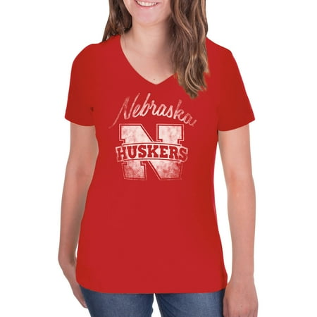 Nebraska Cornhuskers Ncaa Beverage - NCAA Nebraska Cornhuskers Women's V-Neck Tunic Cotton Tee Shirt