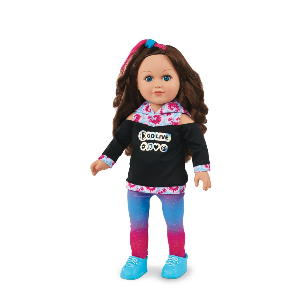 My Life As Poseable Content Creator 18” Doll Brunette Hair With Pink