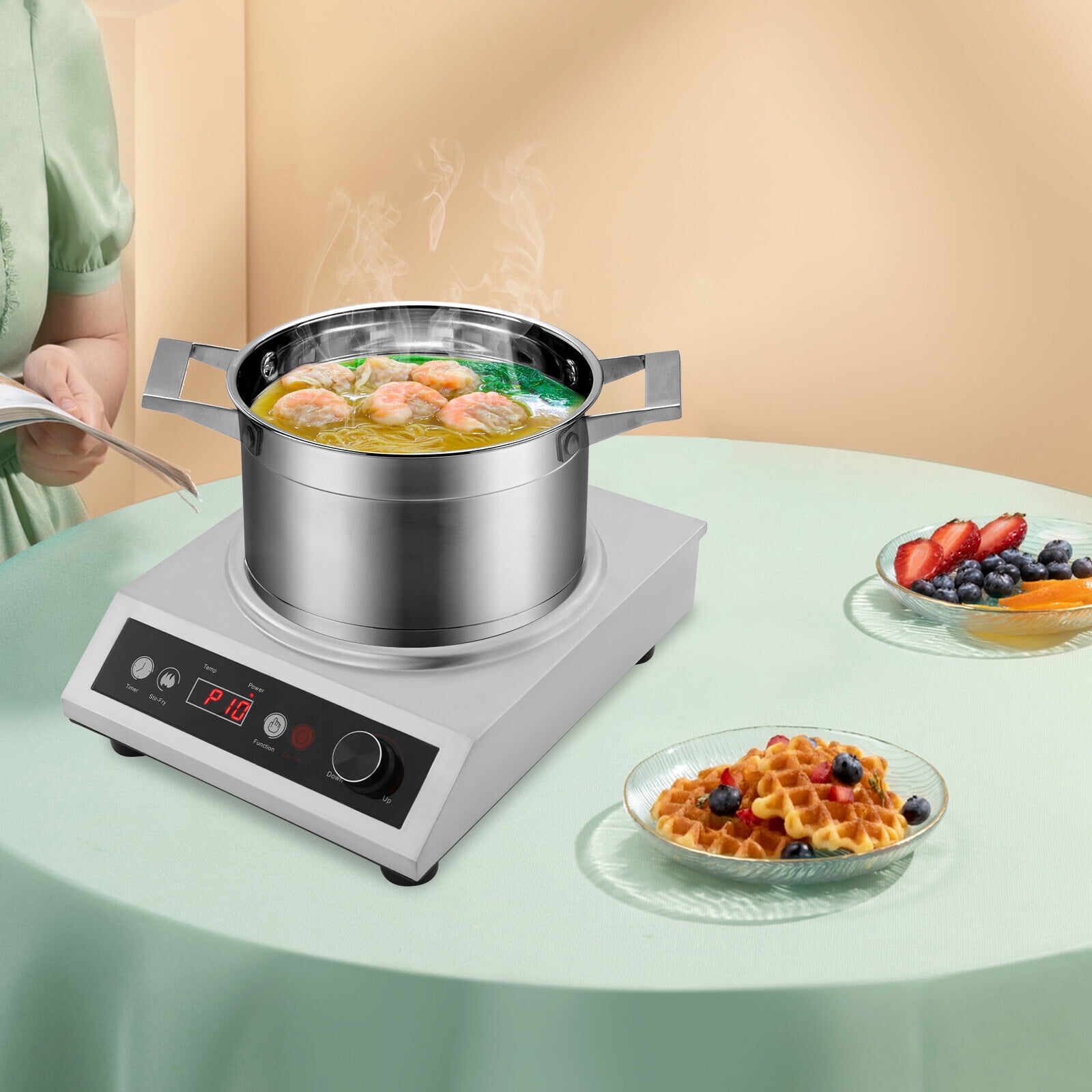 1800W Intelligent Induction Cooktop,Countertop Cooker Burner Stove Hot Plate