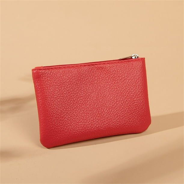 New Lychee Pattern Zipper Coin Purse-thin Short Card Coin Key Organizer Pouch Bag