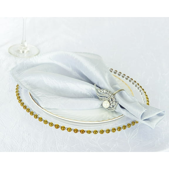 Wedding Linens Inc. (10pcs) 20"x 20" Crushed Crinkle Taffeta Napkins -Platinum