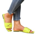 thumbnail image 2 of IUJSOY Womens Flat Sandals Summer Comfortable Square Open Toe Slip on Leather Slide Sandals, 2 of 6