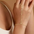 thumbnail image 2 of Turandoss Hand Chain Bracelets for Women Dainty 14K Gold Plated Adjustable Sparkle Glitter Flat Finger Rings Hand Chain Personalized Fashion Jewelry Accessories Mothers Day Birthday Gifts, 2 of 8