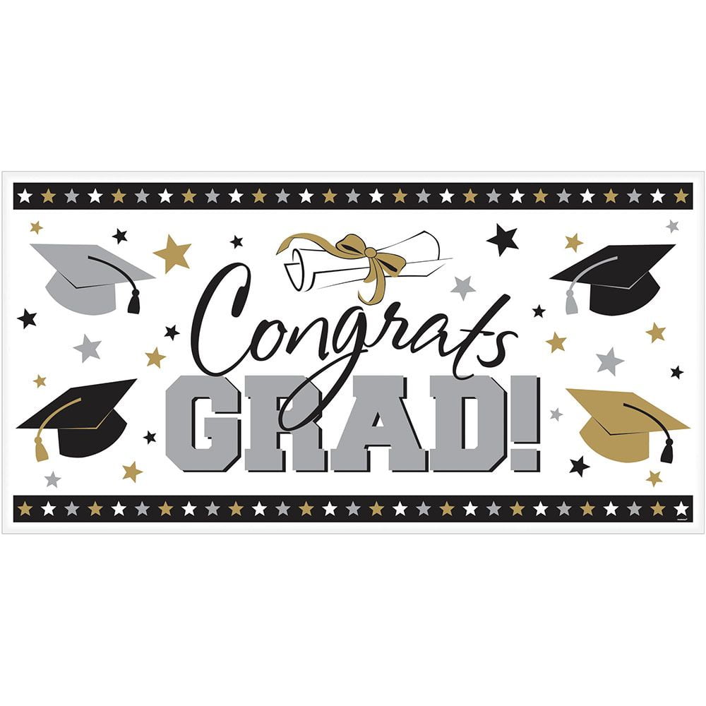 Congrats Grad 65" Plastic Banner (Each) Graduation Party Walmart