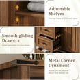 thumbnail image 3 of Farmhouse 5 Drawer Dresser for Bedroom, 48" Tall Wood Dresser Chest of Drawer with Sliding Barn Door, Adjustable Shelf, Storage Organizer, 3 of 7