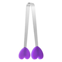 Nkmbld Salad Tongs Stainless Steel Silicone Clamps Mini Ice Mold Coffee Food Clips, Perfect for Food,Salad and BBQ, Purple
