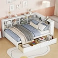 thumbnail image 4 of Wooden Full Size DayBed with 2 Drawers, DayBed with Storage Shelf and USB Charging Ports,White, 4 of 10