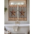 thumbnail image 4 of Western Texas Star Vintage Bathroom Window Curtain, Rustic Wreath Wood Black Plaid Light Filtering Coffee Kitchen Curtains, Bedroom Living Room Curtains 2 Panel 84"x45", 4 of 6