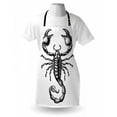 thumbnail image 3 of Zodiac Scorpio Apron Monochrome Sign Sketch Art of a Scorpion Tattoo Animal Horoscopes Theme, Unisex Kitchen Bib Apron with Adjustable Neck for Cooking Baking Gardening, Black and White, by Ambesonne, 3 of 3