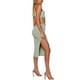 thumbnail image 4 of VISgogo Vestido a media pierna con tirantes y un solo hombro para mujer, vestido ajustado con dobladillo recortado y elástico alto de color sólido para fiesta VISgogo  moda, 4 of 9