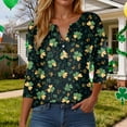 thumbnail image 2 of COMVALUE St Patricks Day Shirt Women Funny 3/4 Sleeve Shamrock Lucky Irish Shirts (Black, XL), 2 of 9