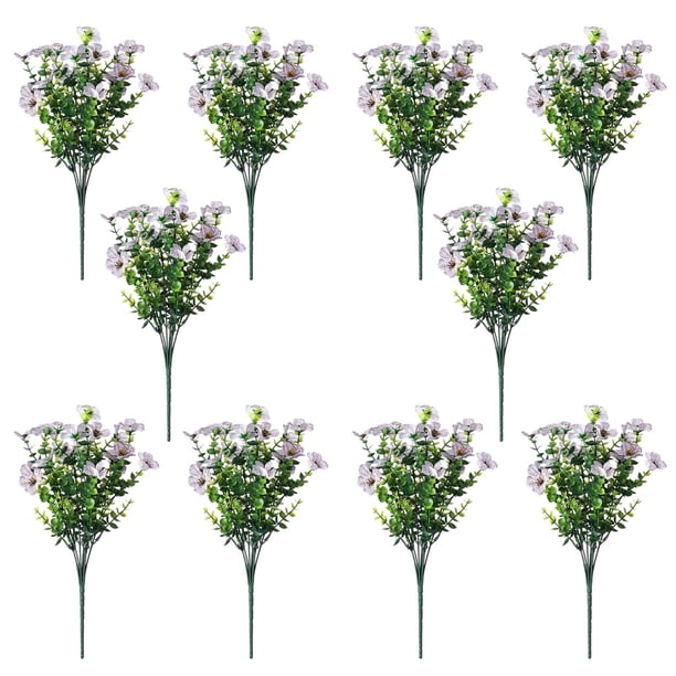 Flores artificiales de viola con tallos de pino y violeta | Plantas decorativas realistas para la decoración del hogar | Flores artificiales de bajo mantenimiento para bodas