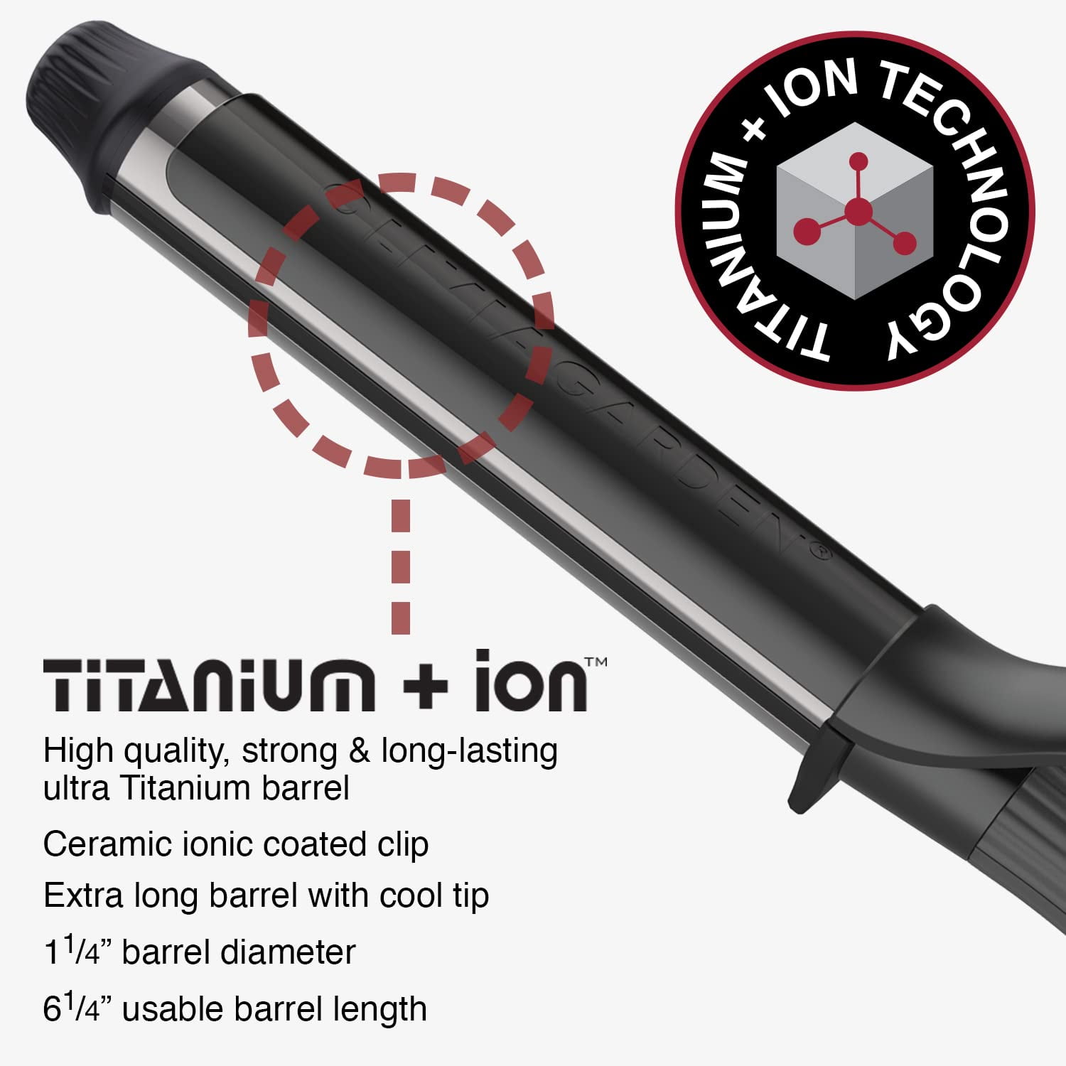 Olivia Garden Titanium + Ion 1.25" High Performance Professional Curling Iron Dual Voltage with Heat Resistant Heat Mat/Pouch