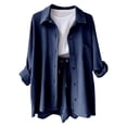 thumbnail image 2 of Uinagy Women's Double Layer Casual Solid Color Long Sleeve Shirt Tops, 2 of 5