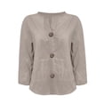 thumbnail image 2 of TaTaai Women's Summer Cardigan Top V-Neck Long Sleeve Linen Cotton Blend Button Front Loose Fit Casual Blouse Gift, 2 of 4