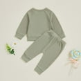 thumbnail image 5 of YDFCWXW Toddler Baby Boy Solid Color Waffle Long Sleeve Sweatshirt Shirt Tops Long Pants 2 Winter Clothes Minimalist Everyday Set （Light Green, 3-6 Months）, 5 of 9