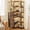 Brown-6 Tiers, variant on HIGDBFE 5-Tier Corner Bookshelf with LED Lights and 4 Fabric Drawers, L-Shaped Industrial Bookcase, Corner Display Shelf for Living Room, Home Office, Rustic Brown