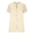 thumbnail image 4 of Penkiiy Short Rompers, Tshirt Shorts Romper, Summer Womens Shorts Dressy Jumpsuits Casual 2024 Trendy S Beige, 4 of 6