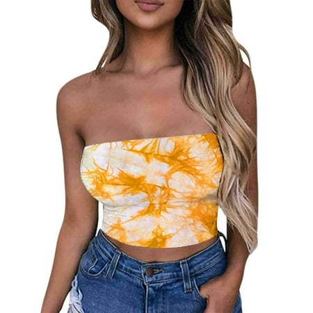 Up To 65% Off! pstuiky Women Tube Top  Women S Printed Strapless Yoga Chest Wrap  Stretchy Exercise Bandeau Pullover  Comfortable Activewear  Suit For Yoga  Pilates  And Fitness  Casual Sports Bra Fo
