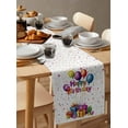 thumbnail image 6 of Happy Birthday Table Runner Cotton Linen 90 Inch Holiday Dresser Scarves, Watercolor Balloon Gifts Patterns Tablerunner for Kitchen Coffee Dining Bedroom Living Room Dinner Scarf Décor 13''x90'', 6 of 9