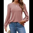 thumbnail image 1 of Blusas de Larga con Ojales para Mujer, -Otoño 2025, Cuello Redondo, Blusas Informales Holgadas, Conjuntos de Moda. Rosa XL, 1 of 10