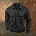 thumbnail image 4 of Polo Tees for Men Long Sleeve Textured Knit Tees Shirt Loose Fit Black TShirt Men, 4 of 6