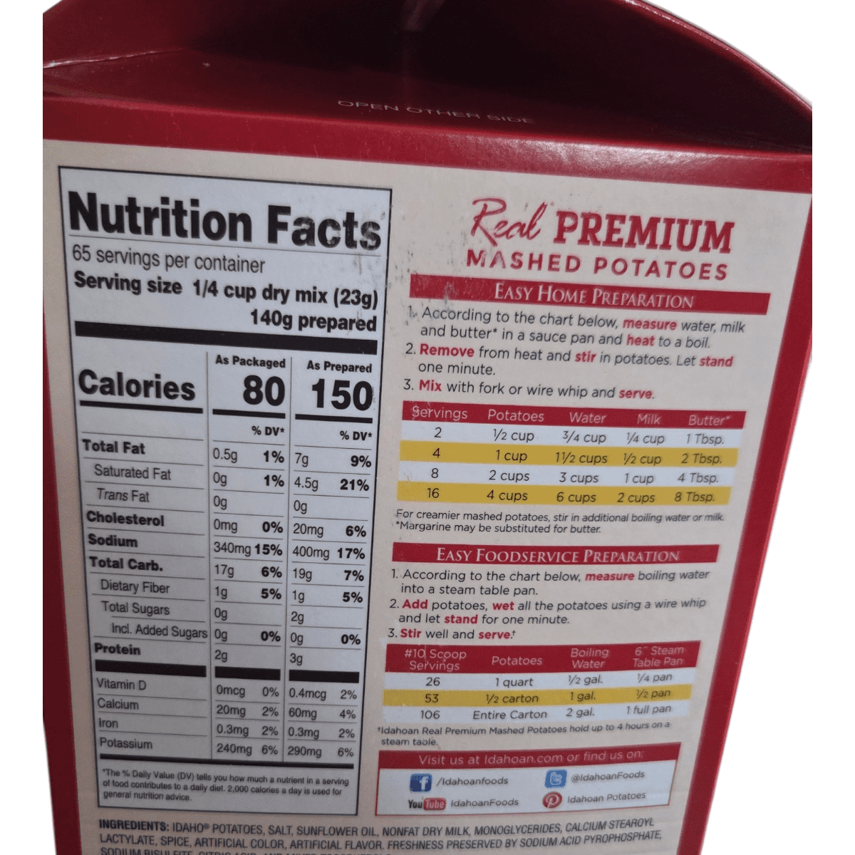 Idahoan Real Mashed Gable Carton, Premium, Valuue 2 Pack ( 3.25lb Carton Each )