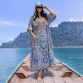 thumbnail image 2 of Miss Lavish London Elegant Blue Kaftan Dresses for Women - Versatile Beach Coverups, Plus Size African Dubai & Moroccan Kaftans - Ideal for Loungewear & Swimwear Modern Caftans Long Dresses, Large, 2 of 6