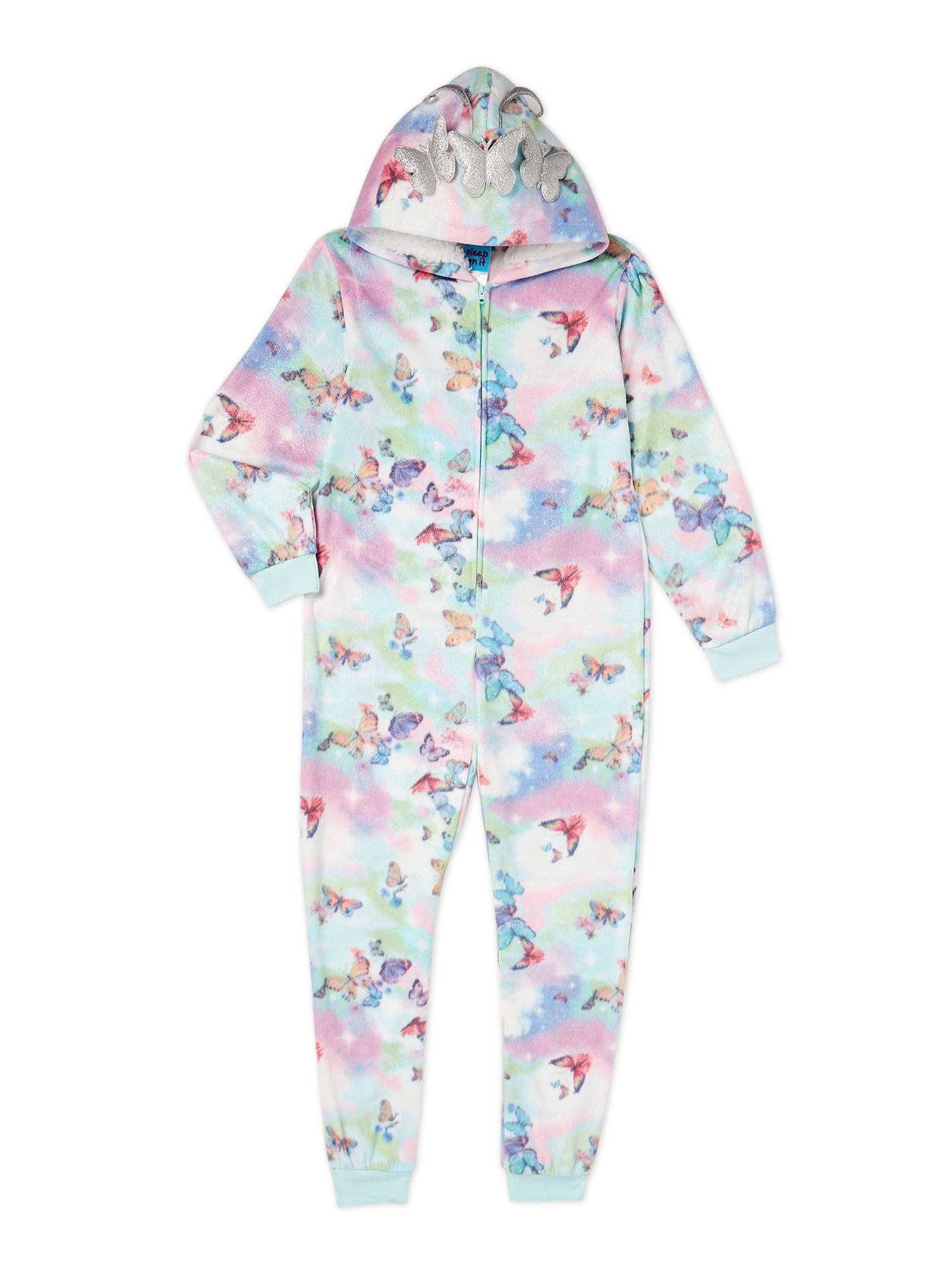 Sleep On It Girls Fleece Hooded Critter Pajama Blanket Sleeper, Sizes 7