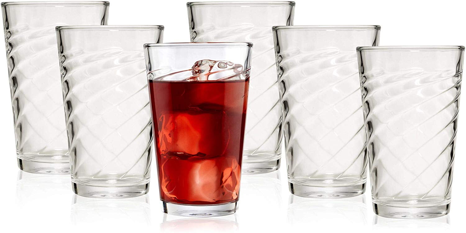 Bezrat Elegant Highball Drinking Glasses 6 Glass Tumblers for