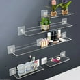 thumbnail image 2 of Storage Rack Acrylic Shelf Clear Wall Mounted Thick Transparent Floating Display Stick Bathroom Kitchen Ledge Organizer 20-50cm, 2 of 10