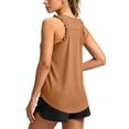 thumbnail image 4 of Racerback Tank Tops for Women Summer Crewneck Sleeveless Shirts Workout Ruffle Trim Curved Hem Summer Tanktops, 3XL, 4 of 7