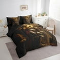 thumbnail image 3 of Feelyou Gold Lion Kids Bedding Comforter Set 7pcs, Retro Western Warrior Queen Bedding Sets, Mystic Wildlife Animal Reversible Queen Sheet Sets, Luxury Bedroom Decor, 3 of 7