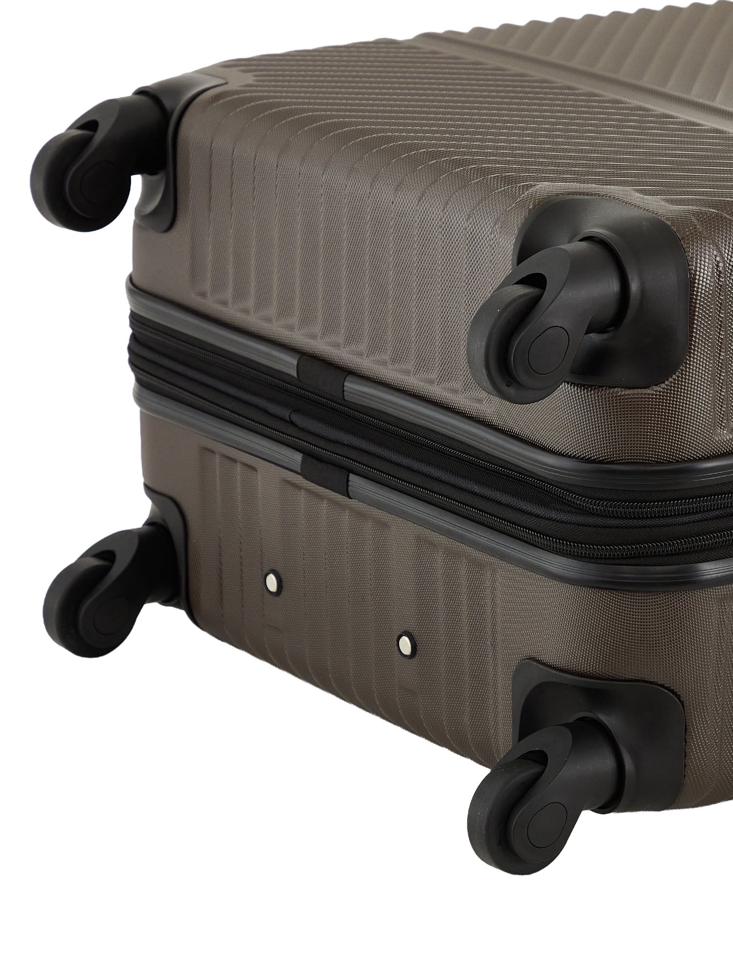 Wrangler 4 Piece Expandable Hardside Spinner Luggage Set with Packing Cubes, Brown