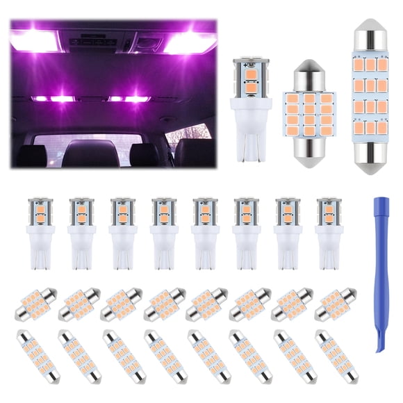 Kit de bombillas LED iFunyLED para interior de coche, 24 unidades, color morado, T10 DE3175