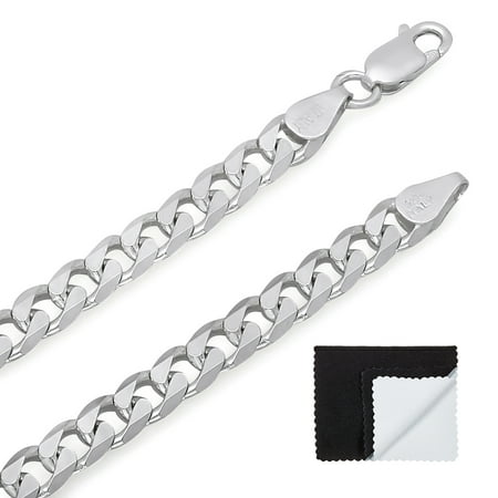 Men's 5.5mm Thick 925 Sterling Silver Beveled Cuban Link Curb Chain - Made in Italy + Cleaning (The Best Way To Clean Silver Jewelry)