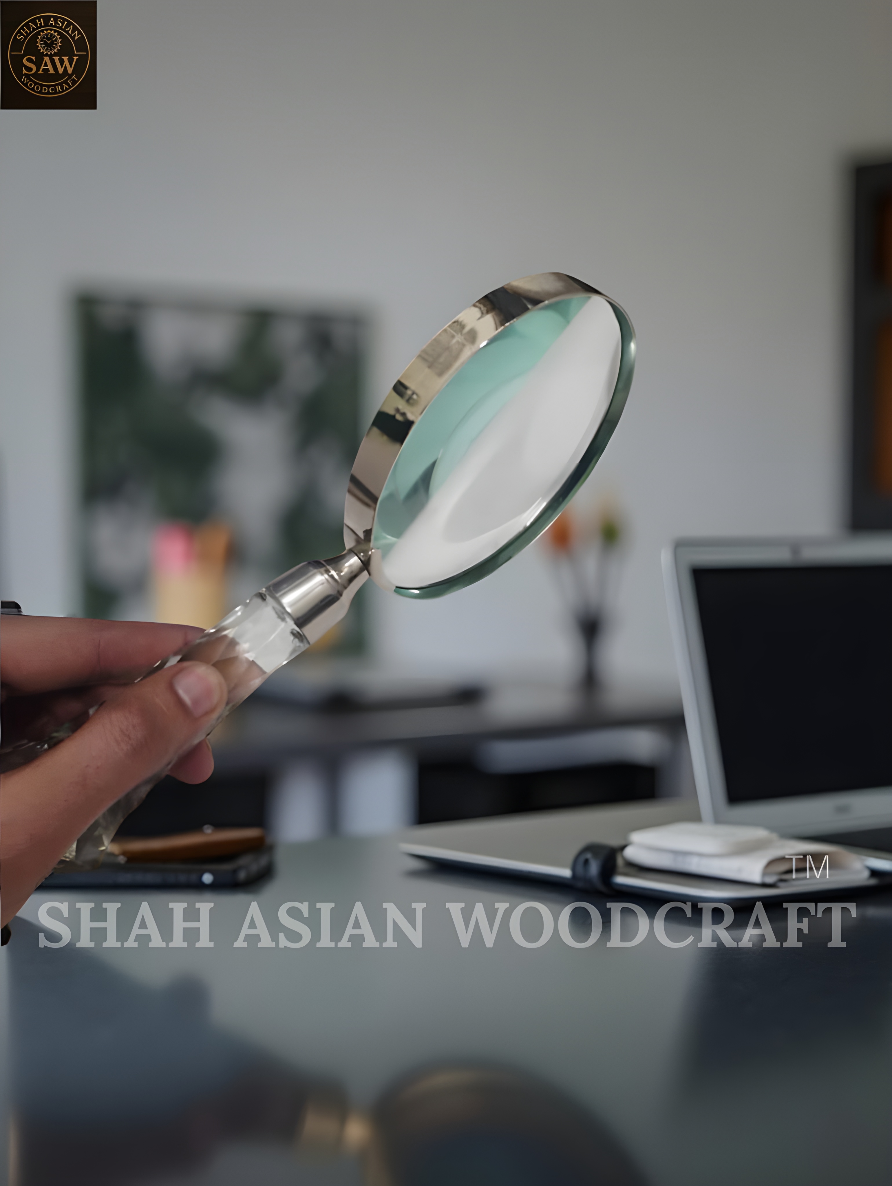 Antique Heavy Crystal Magnifying Glass Solid Vintage Magnifier & A Premium Gift