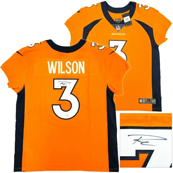 Denver Broncos Russell Wilson Autographed Orange Nike Elite Jersey Size 48 Fanatics Holo 227955