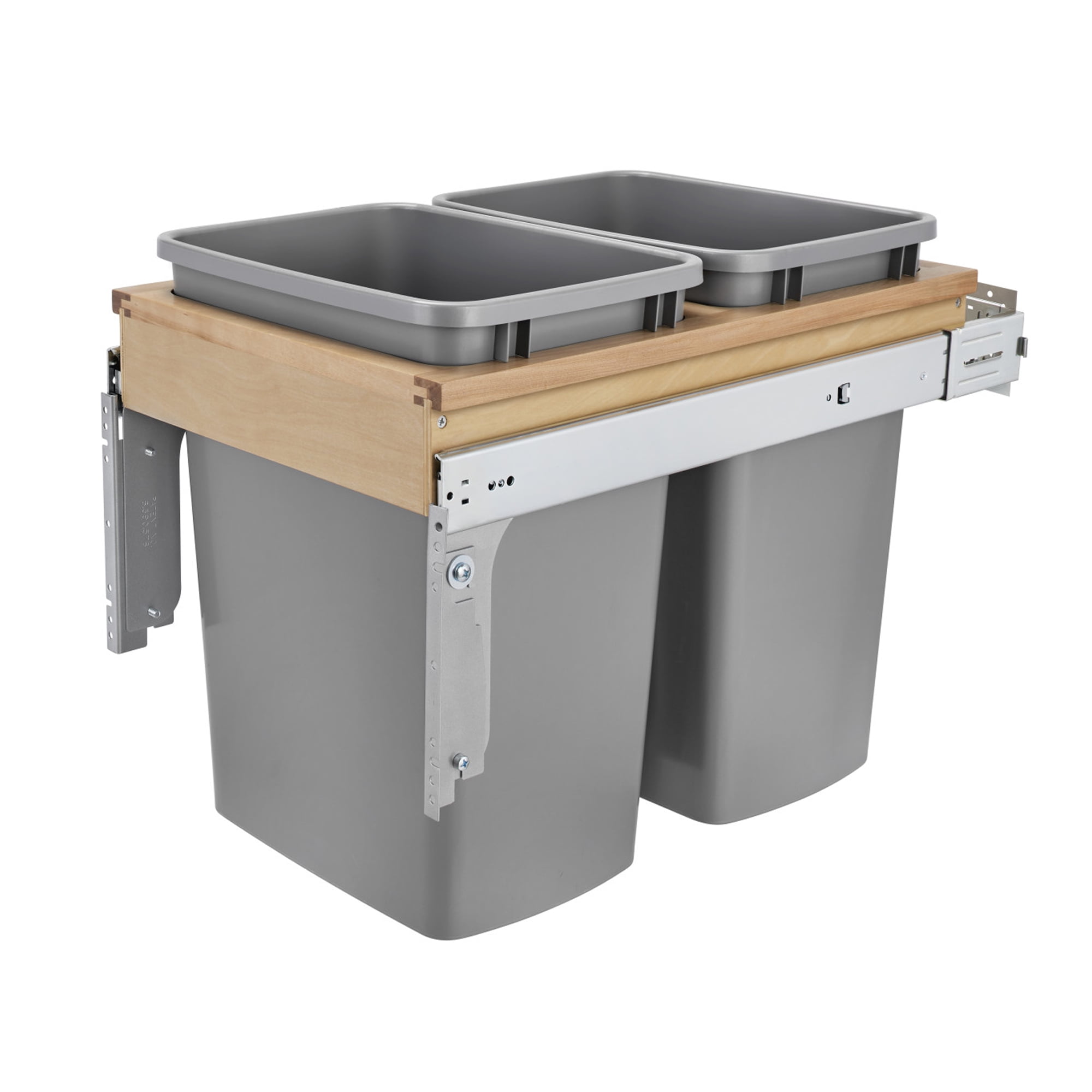 Rev A Shelf 4WCTM-18DM2-25 35 Quart Pull Out Double Waste Trash Container Bin 