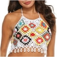 thumbnail image 2 of Aloohaidyvio Women's Spaghetti Strap Sleeveless Hollow Out Crochet Boho Crop Tank Top, 2 of 5