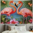 thumbnail image 2 of Chilfamy  Flamingo Tapestry, Illustration of Flamingo with Tropical Garden Hibiscus Flower Plant Vintage, Wide Wall Hanging for Bedroom Living Room Dorm 40x30inch, 2 of 6