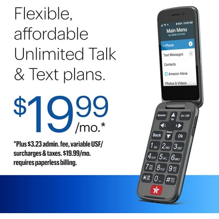 LIVELY Jitterbug Phones Flip2 - Flip Cell Phone for Seniors - Must Be Activated Phone Plan - Not Compatible with Other Wireless Carriers - Graphite Flip Phone