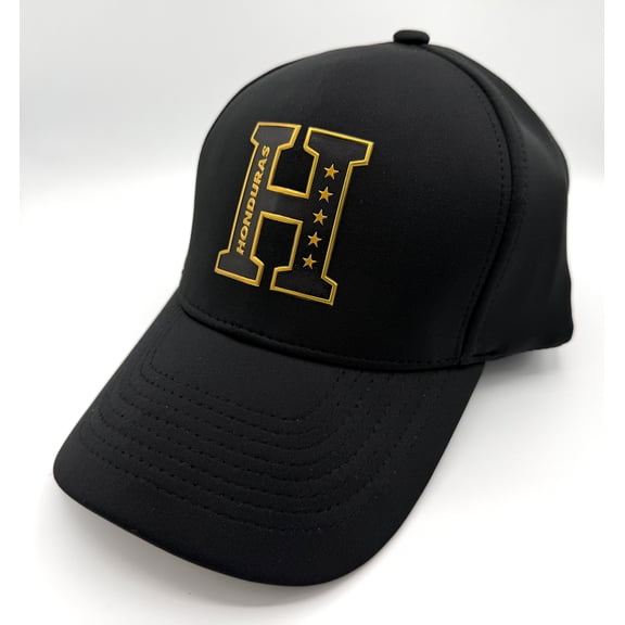 Honduras Black Soccer Fan Cap – Adjustable Snapback Hat, Gold H Design, Lightweight Athletic Baseball Cap for Men & Youth